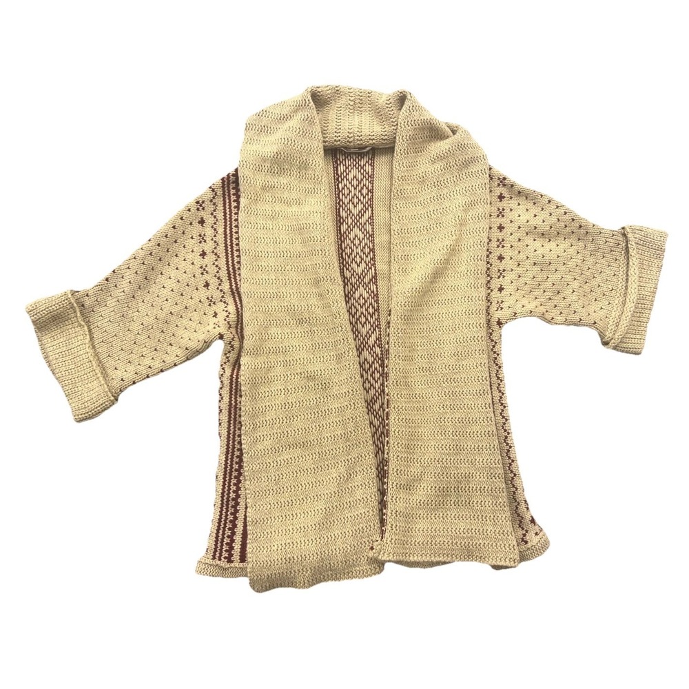 Miss Me Cardigan Sweater Womens M Beige Textured Shawl Collar Tight‎ Knit Warm